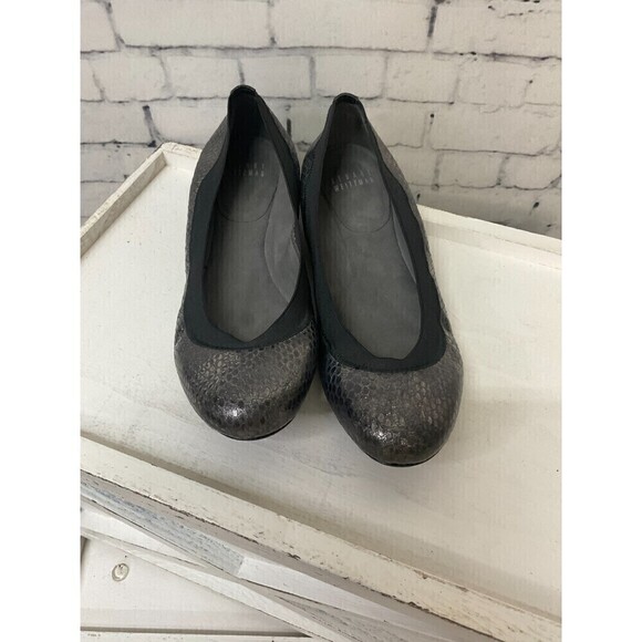 Stuart Weitzman 6M Womens Shoes Ballet Flat Silver Snakeskin Slip On Rck - Picture 3 of 12